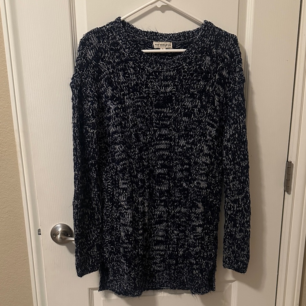 Poof Excellence Navy and White Knit Sweater